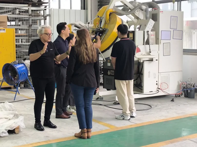 Israeli customer visiting Angem factory to inspect the automatic rotary spray coating machine