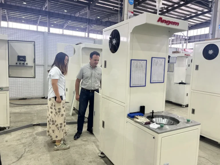Brazilian rubber anti-vibration and sealing parts manufacturer visiting Angem to inspect adhesive spray coating, dip coating and roll coating machines